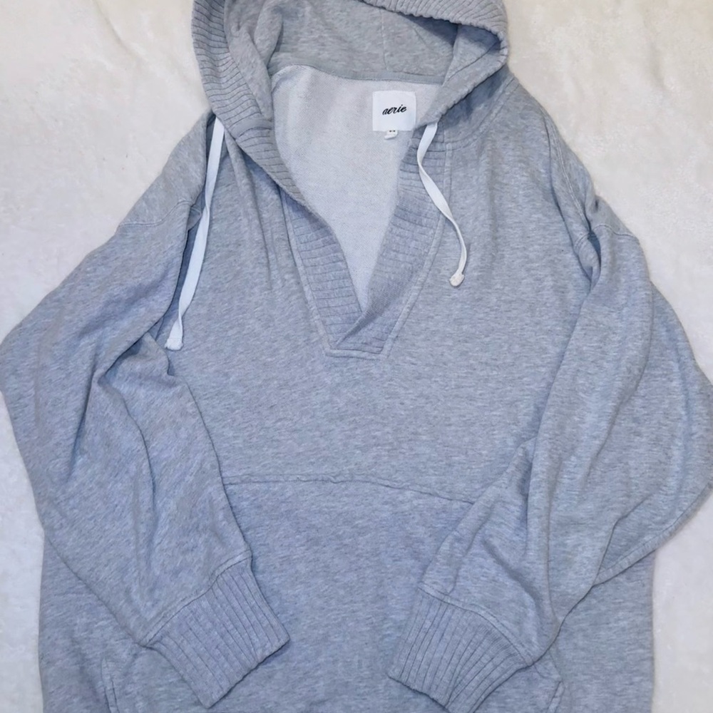 Aerie Light Gray Pullover Hoodie